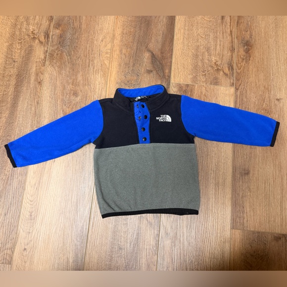 The North Face Glacier Fleece 1/4 Snap Pullover Baby 12-18M Blue Gray Colorblock - Picture 2 of 9